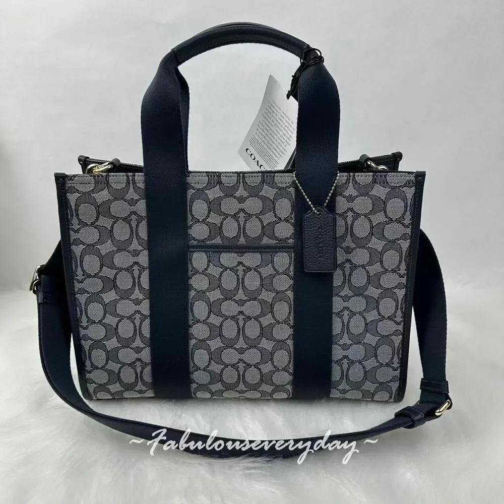 Coach Smith Tote Bag Crossbody In Signature Jacquard CY367 Midnight Navy NWT